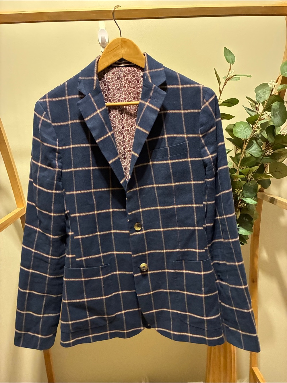 RW&CO. Navy Blazer with Tan Windowpane